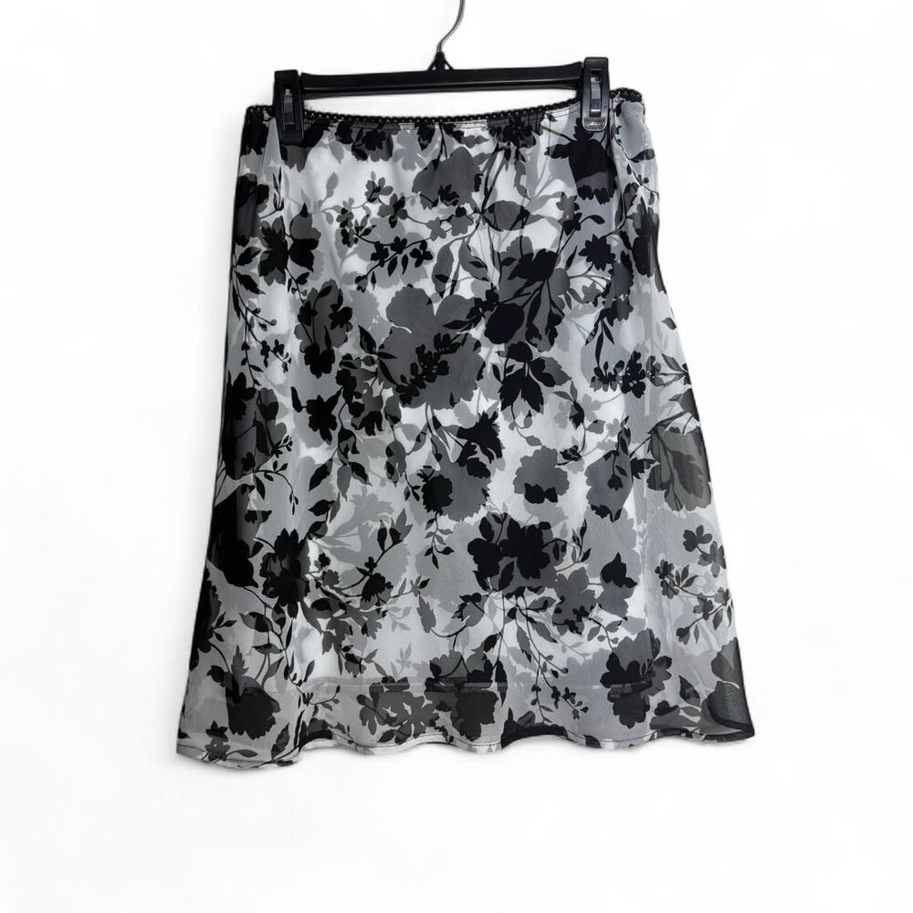 Connected Apparel Vtg Y2K Floral Midi Skirt L Made in USA Whimsygoth Grunge